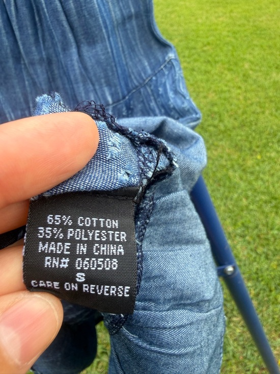 Angie NWT Strapless Denim Maxi Dress Skirt Convertible Smocked Boho Y2K Size S - Picture 3 of 7